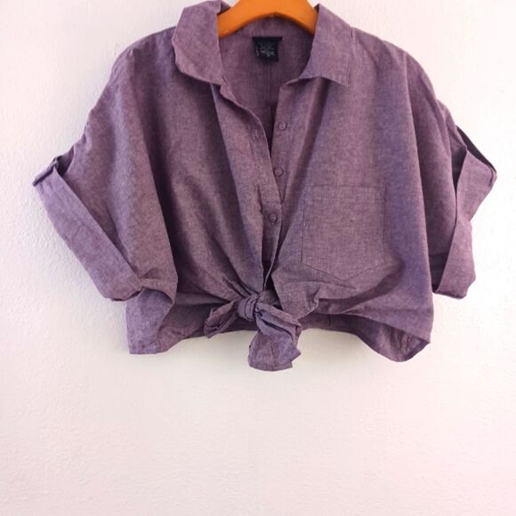 Torrid purple button down ties crop top size 1X - Picture 1 of 7